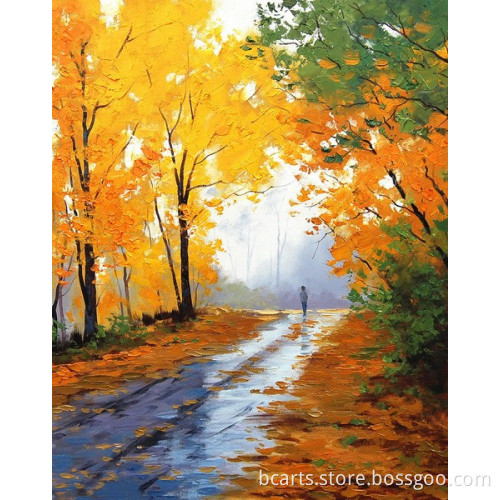 100% polyester inkjet canvas late autumn maple oil painting